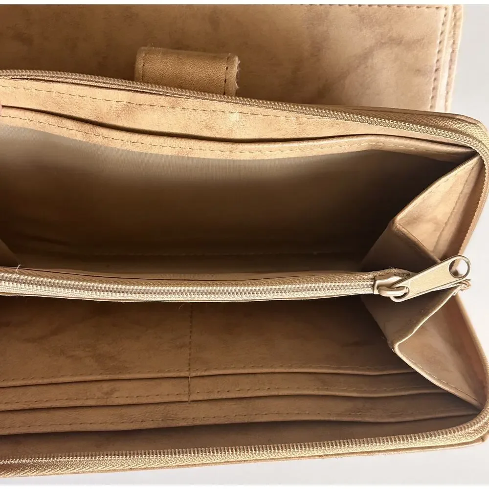 Buxton Heiress Pik Me Up Vintage Wallet Tan Checkbook Credit Card Continental